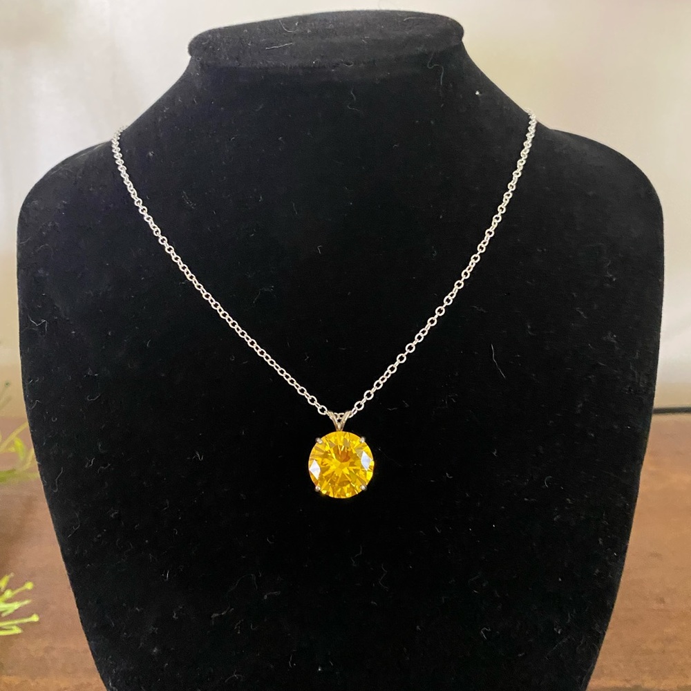 Yellow Sapphire Necklace, 925 Sterling.
